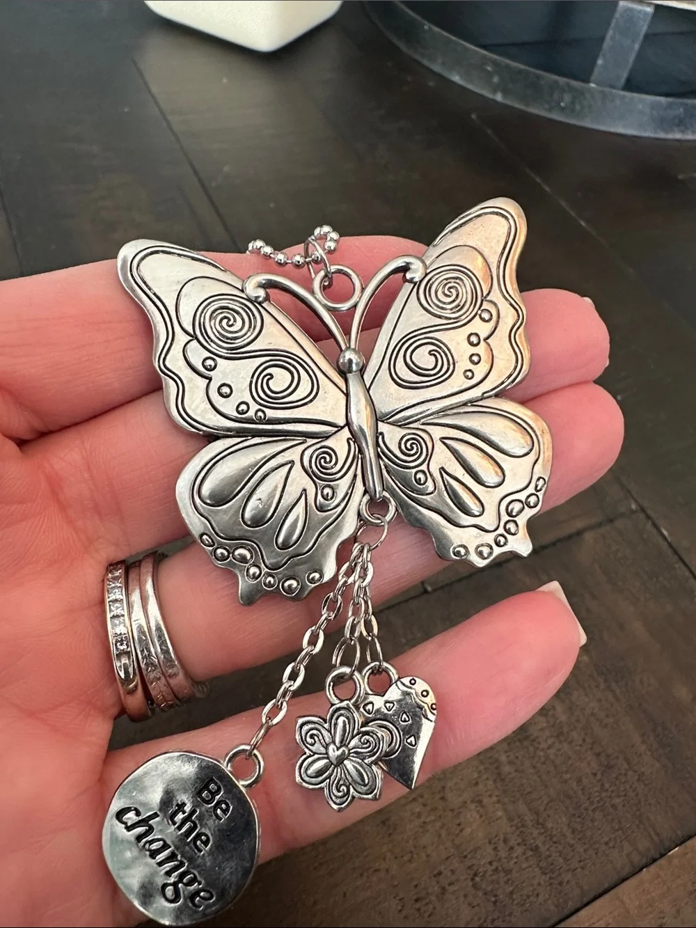 GANZ Silver-Tone Butterfly Keychain with Charms